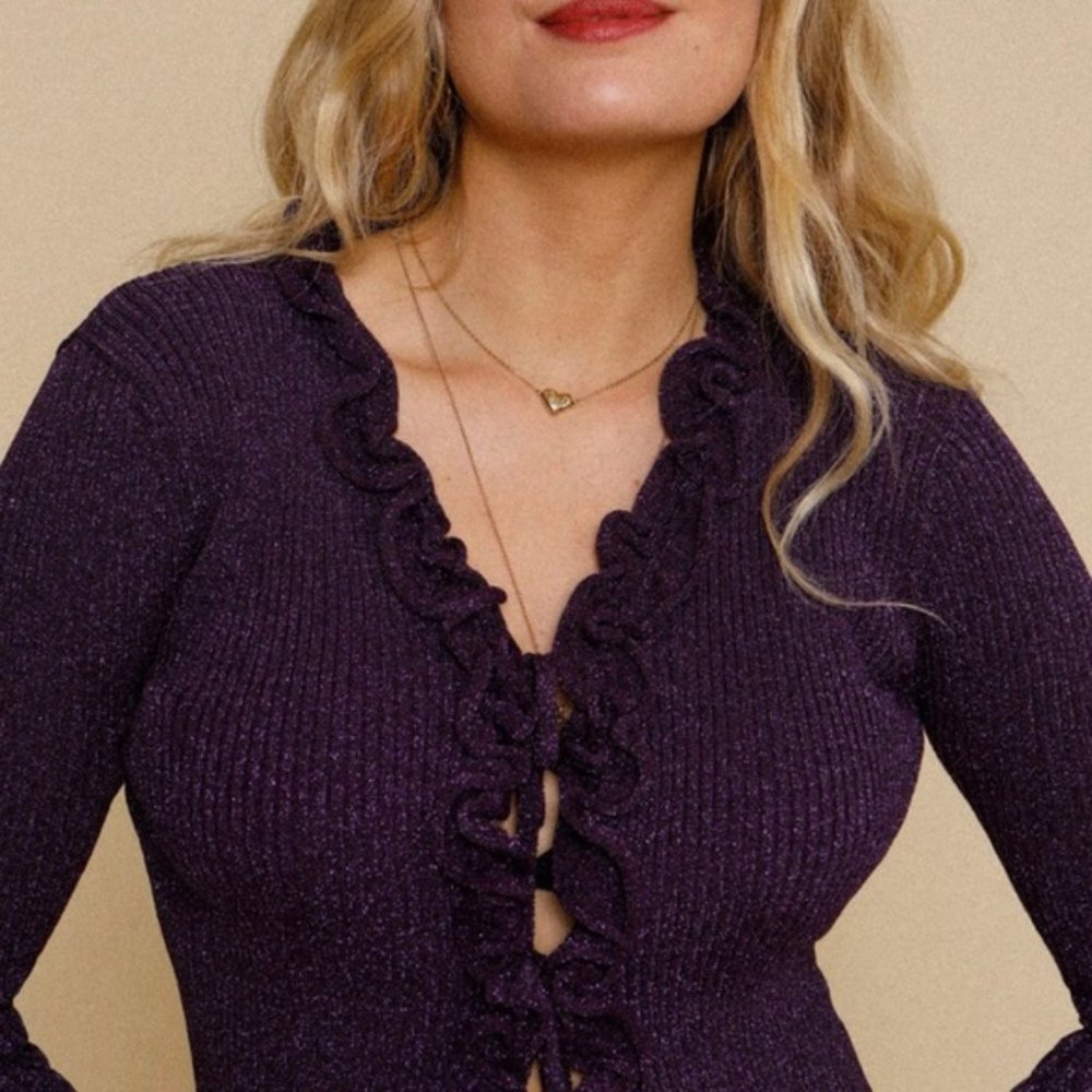 Rouje purple genene cardigan